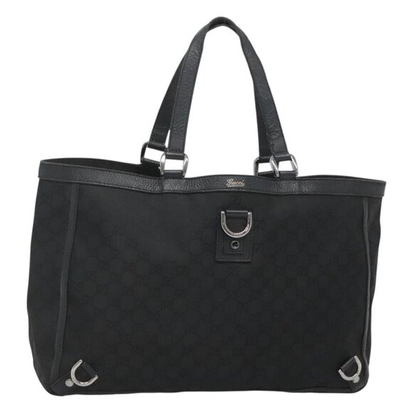 GUCCI GG Canvas Abbey Tote Bag Black Silver 293580 Auth bs26616 - Picture 1 of 16